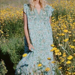 SPELL Folksong house dress S green